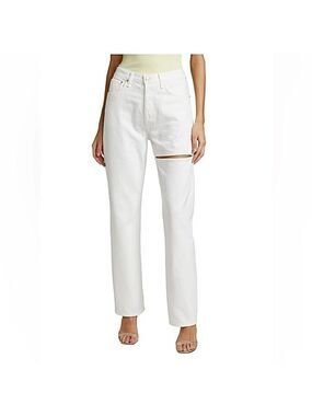 AGOLDE Lana Slice jean white organic cotton straight leg baggy cut out jeans 29